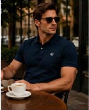 Folded DB² polos in navy, white and pink